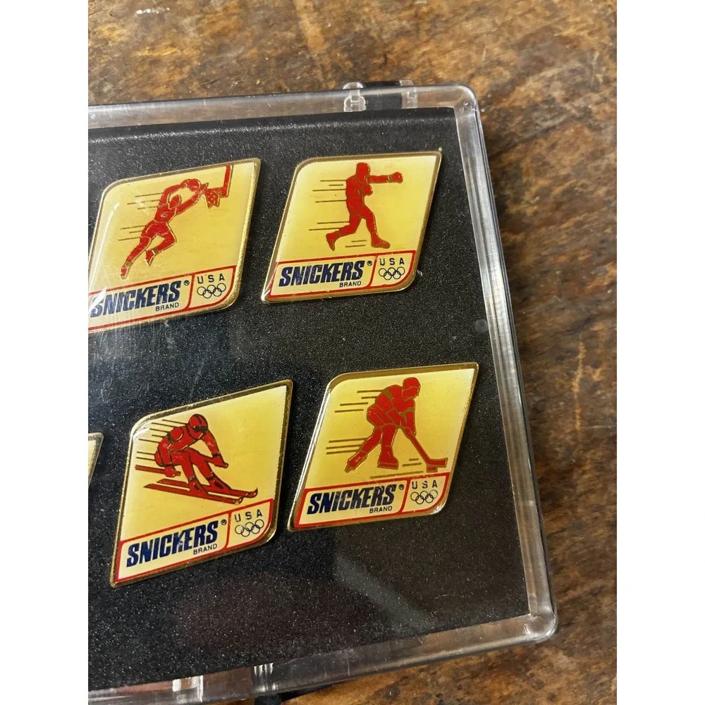 Snickers 1992 Olympics USA 6 Pin Set w/‎ Case